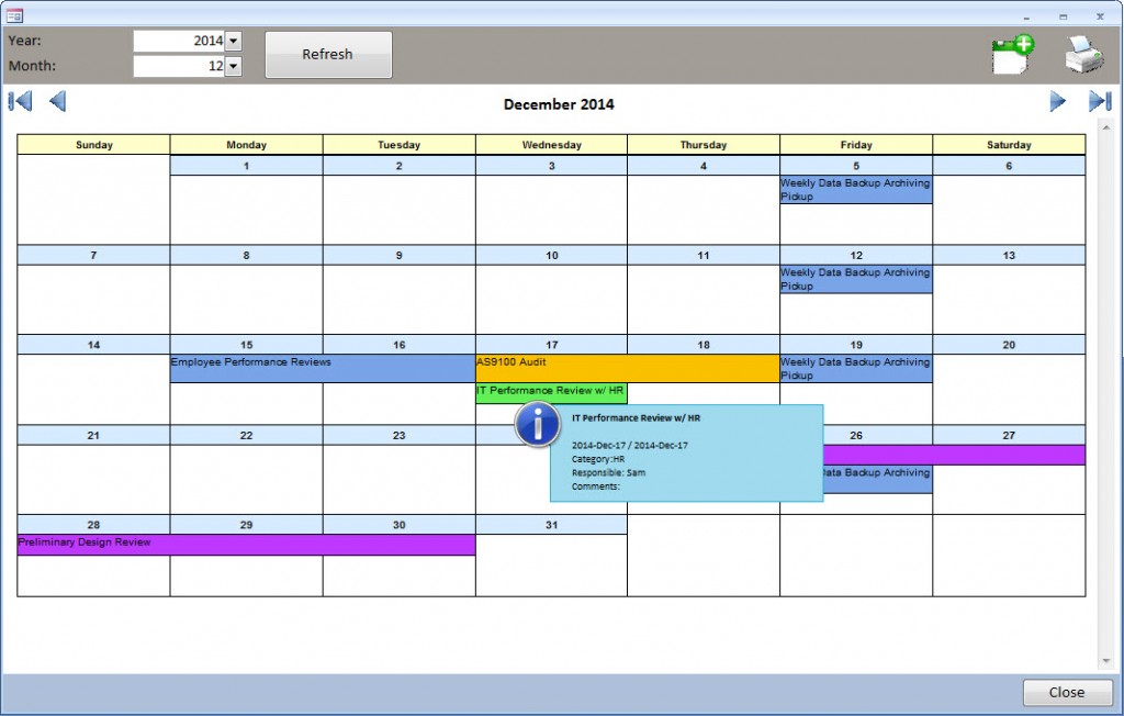 Microsoft Access Calendar Report Template
