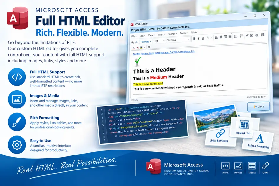 Microsoft Access HTML Editor