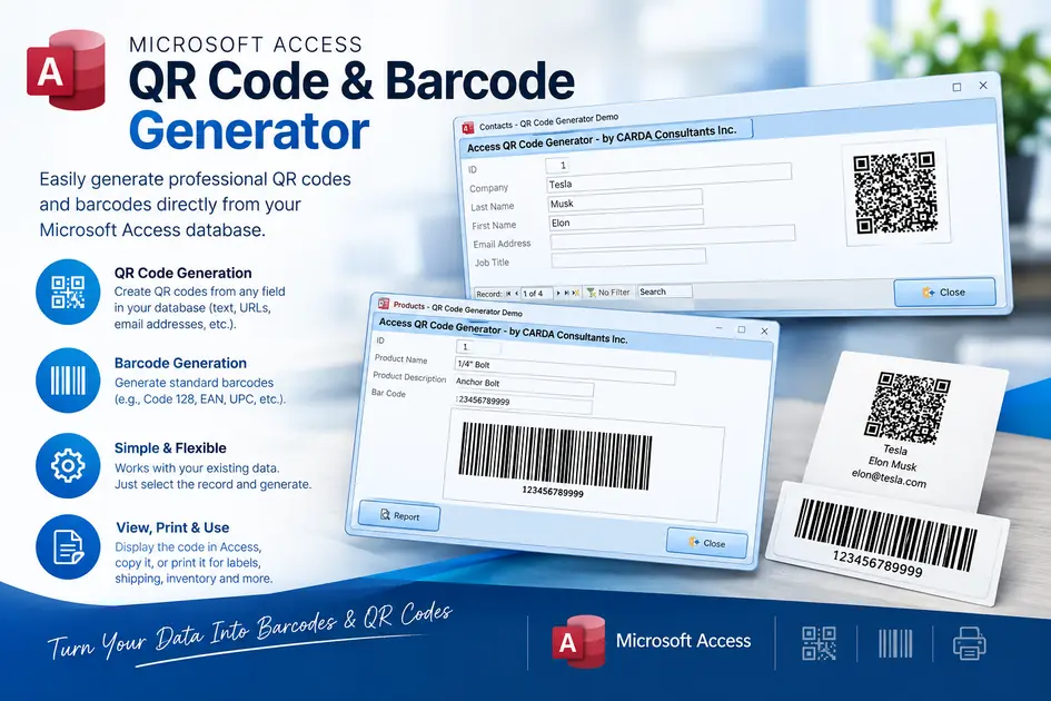 Générateur de codes à barres Microsoft Access